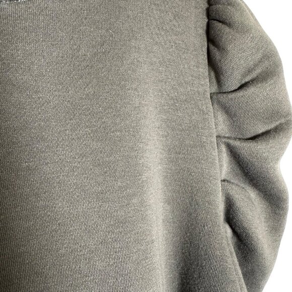 Rebecca Minkoff Janine Puff Sleeve Sweatshirt in Olive Green Small Cotton Blend - Picture 10 of 13